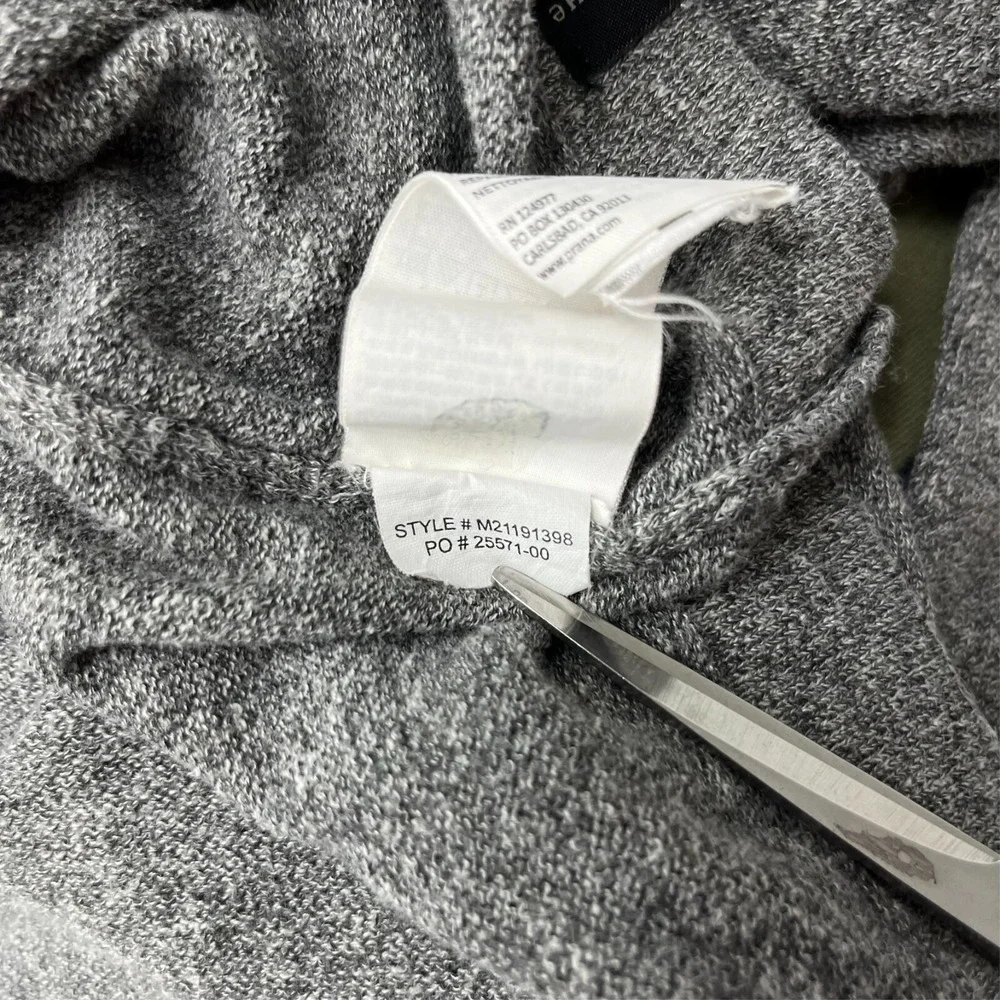 prAna Organic Cotton Knit Sweater Men's M Gray Crew Neck Pullover Logo